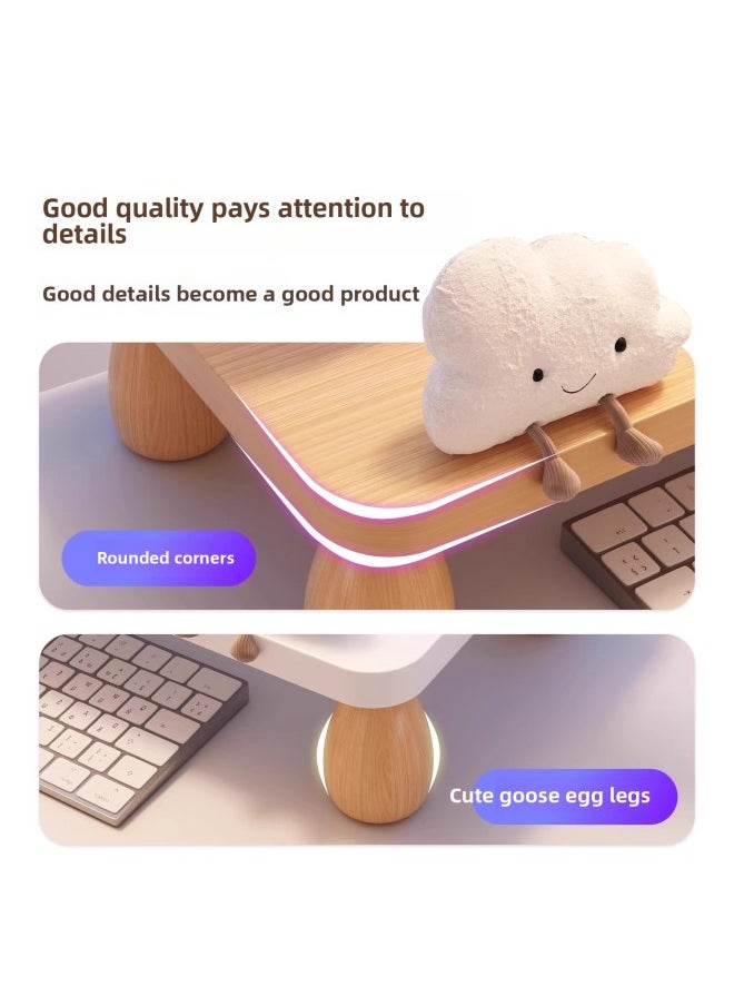 Generic - Desktop Computer Elevated Rack Monitor Elevated Rack Table Board Keyboard Bracket Display Screen Pad Elevated Base Elevated Bracket-Color:Cloud-shaped Black Walnut Goose Egg Legs [55cm Long And 20cm Wide] - Image 1