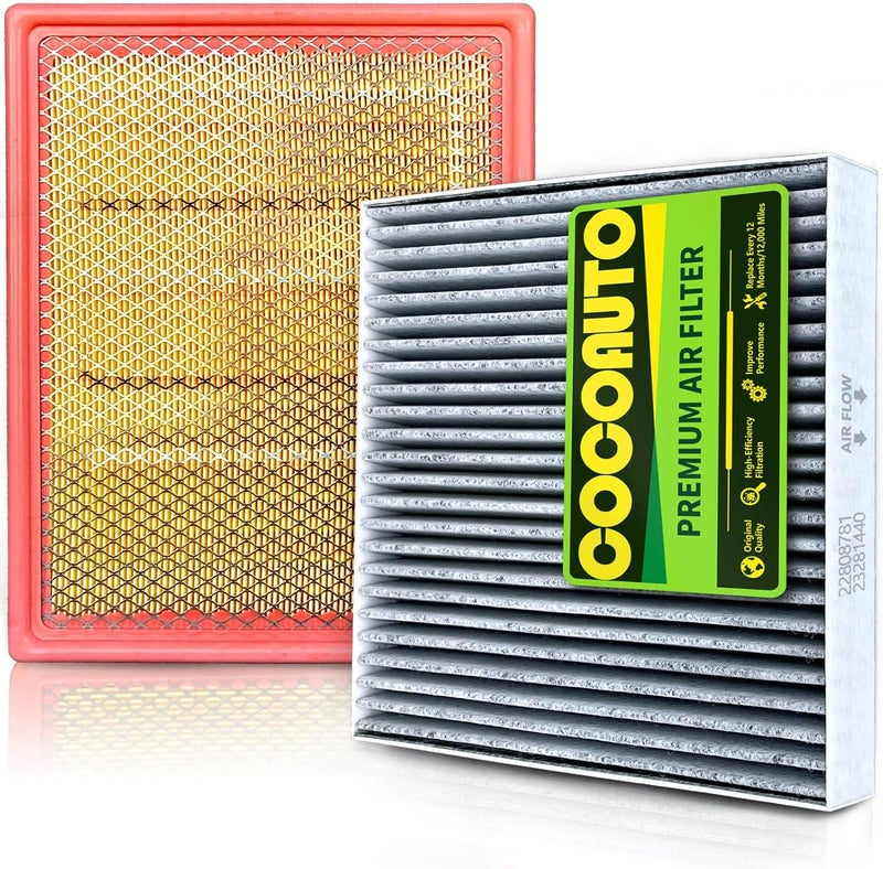 COCOAUTO Cabin Engine Air Filter Kit for Chevy Silverado 1500, GMC Sierra 1500, Suburban, Tahoe, Yukon (2014-2020) - Image 1