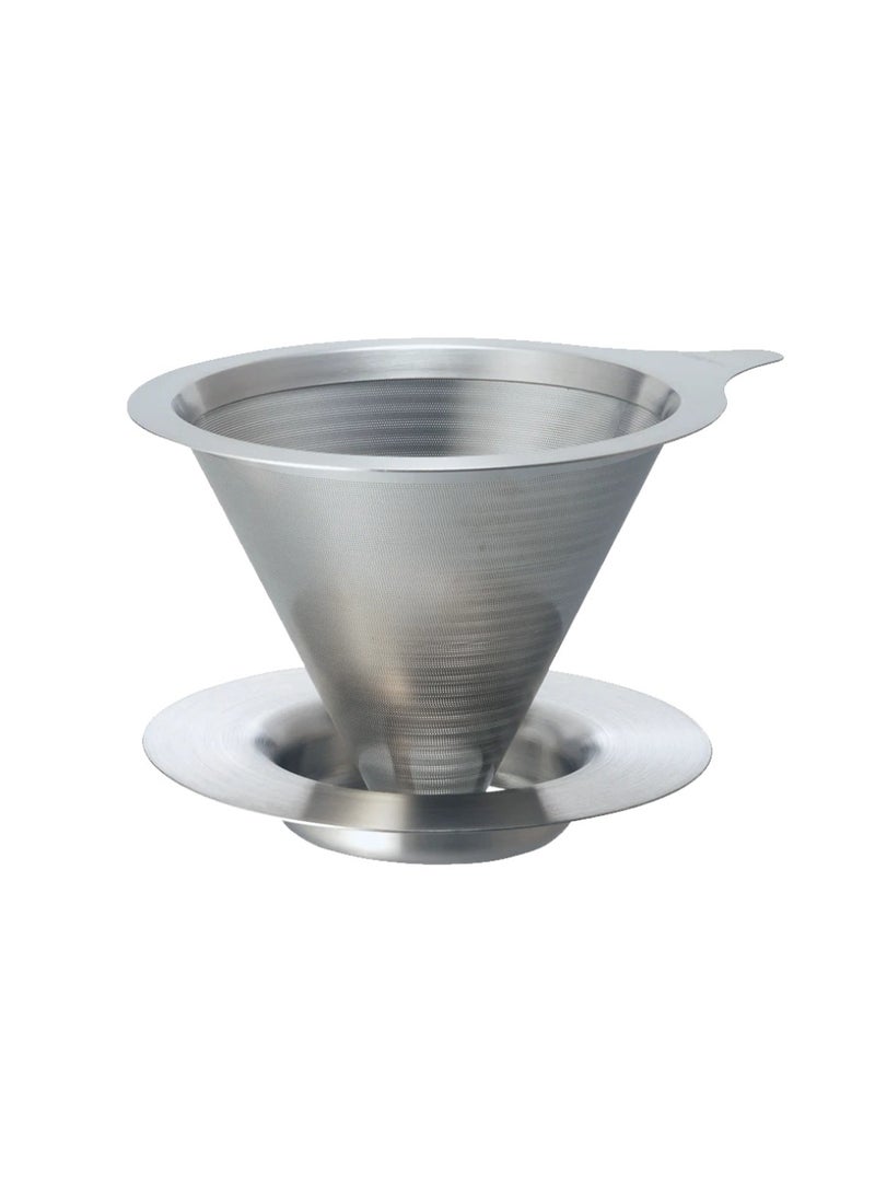 Hario Double Mesh Metal V60 Coffee Dripper 02, Silver - Image 1