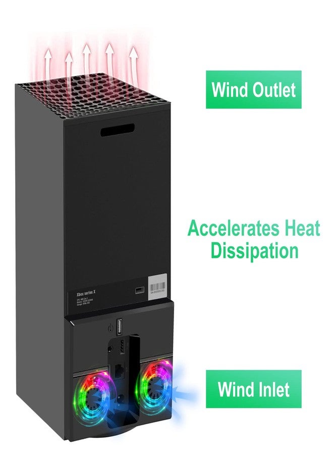 Linkstyle Cooling Fan for Xbox Series X, Vertical Cooling Stand Cooling System with Colorful RGB Lights and 1 USB Port - Image 4