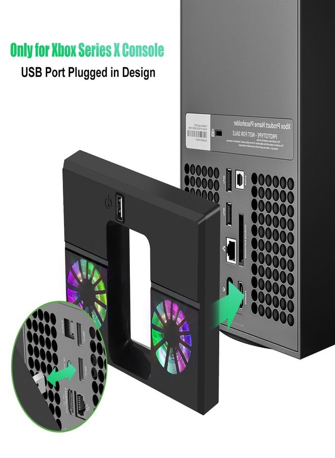 Linkstyle Cooling Fan for Xbox Series X, Vertical Cooling Stand Cooling System with Colorful RGB Lights and 1 USB Port - Image 2