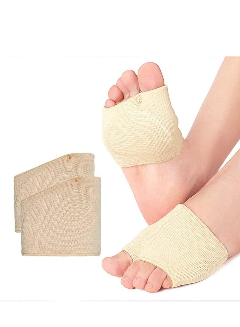 Metatarsal Pads Ball of Foot Cushions Metatarsal Foot Pads for Pain Relief, Gel Pads Cushion for Metatarsalgia Neuroma Fabric Metatarsal Sleeve Pads for Women/Men, Beige(1 Pair) - Image 1