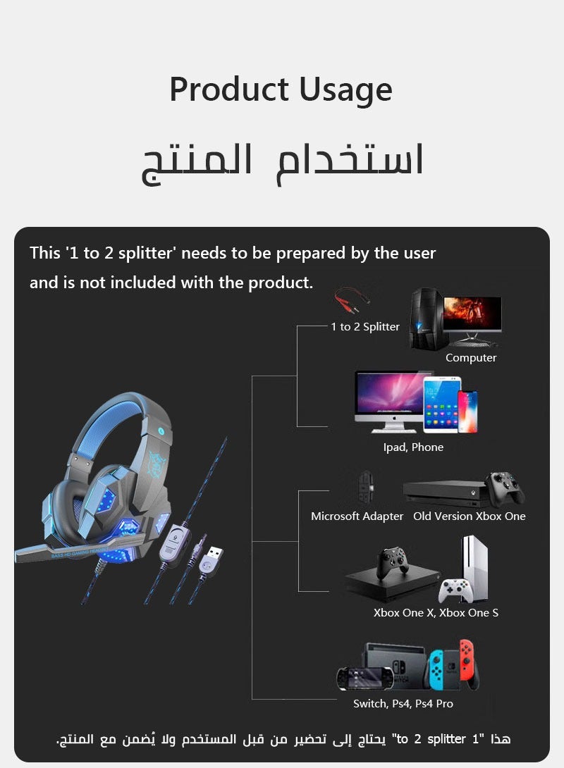سويوتو سماعة رأس للألعاب الإلكترونية سلكية | متوافقة مع أجهزة اللابتوب، PS4، PS5، والهواتف - Image 4