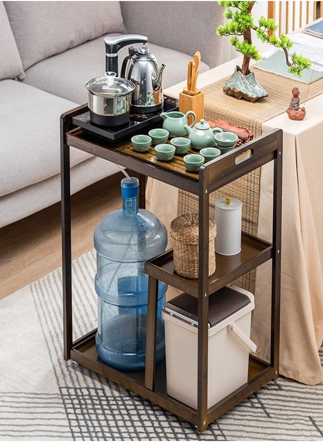fashionhome - Moveable Coffee and Tea Ware Set Storage Table Cart with Wheels 64.5 x 41.5 x 73.5 cm - Image 1