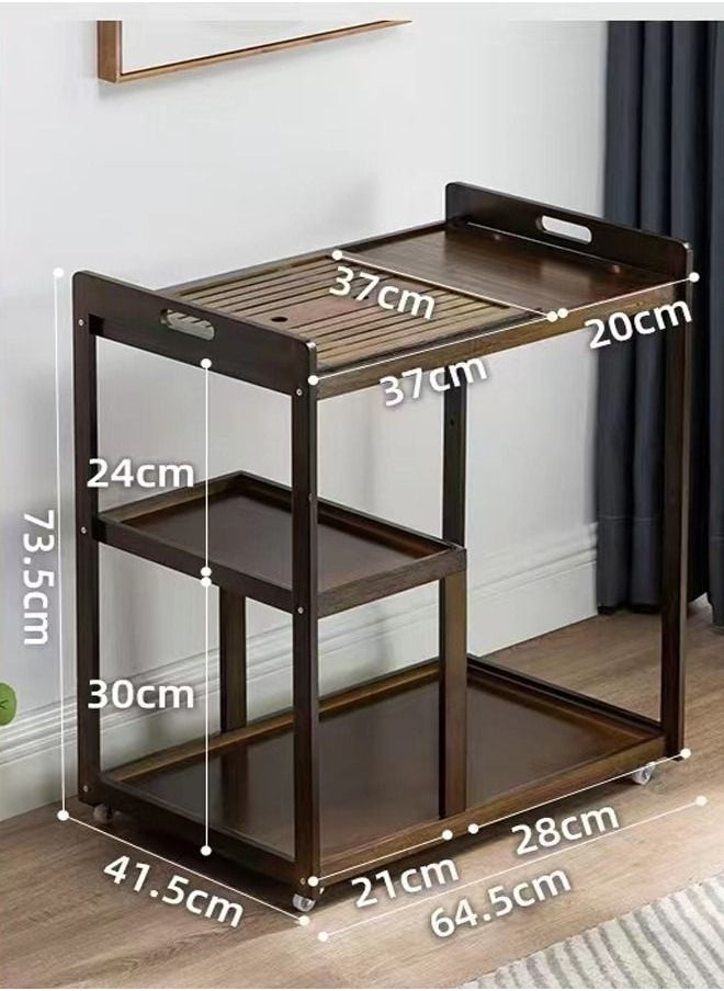 fashionhome - Moveable Coffee and Tea Ware Set Storage Table Cart with Wheels 64.5 x 41.5 x 73.5 cm - Image 1