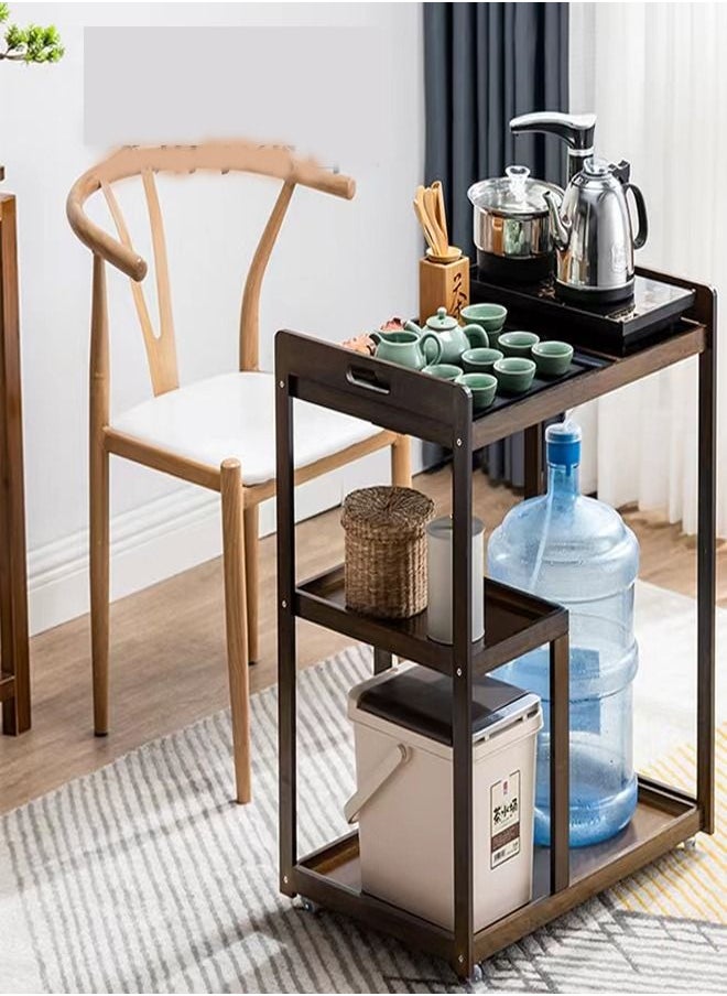 fashionhome - Moveable Coffee and Tea Ware Set Storage Table Cart with Wheels 64.5 x 41.5 x 73.5 cm - Image 1