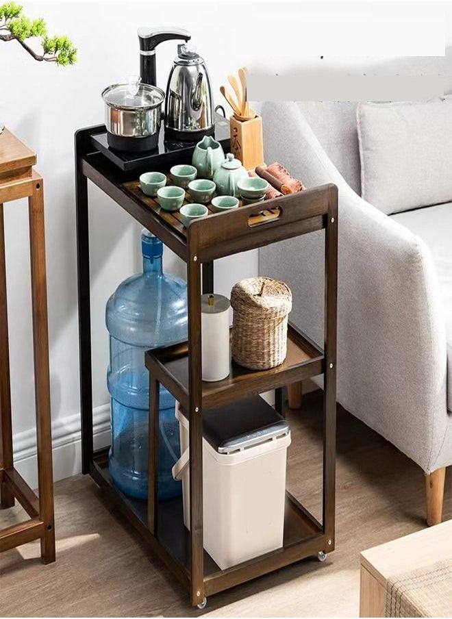 fashionhome - Moveable Coffee and Tea Ware Set Storage Table Cart with Wheels 64.5 x 41.5 x 73.5 cm - Image 1
