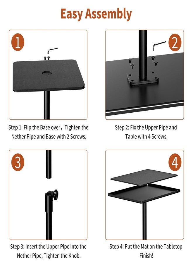 RCHYFEED Metal End Table, Height Adjustable Side Tables Living Room, Small Side Table for Small Spaces with Matte Black Tray, Square Drink Coffee Tables Sofa Table for Bedroom, Sofa Tray Table Indoor - Image 5