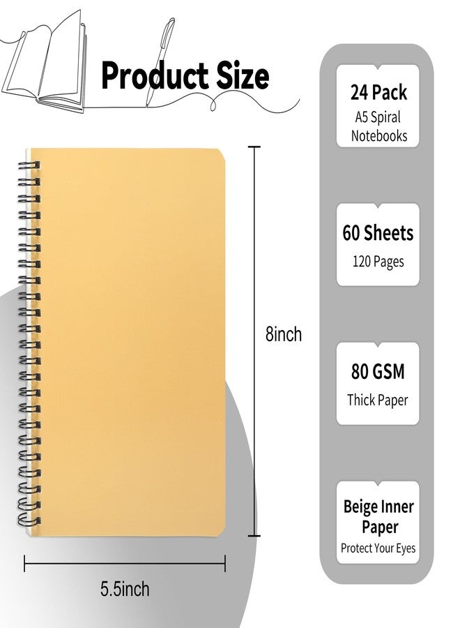 miikoul 24 Packs A5 Spiral Lined Notebooks, 8.3" X 5.5", 60 Sheets/120 Pages, Hardcover Wide Ruled Notebooks With Waterproof Cover, 12-Color Journal Notepad For Office Home School Supplies - Image 2