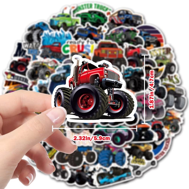 DULEFUN 50PCS Monster Truck Stickers, Truck Car Stickers for kids, Car Stickers Waterproof for Water Bottles Skateboard Car Bike Phone Case Laptop Suitcase, Monster Truck Gifts for Girls Boys Party - Image 2