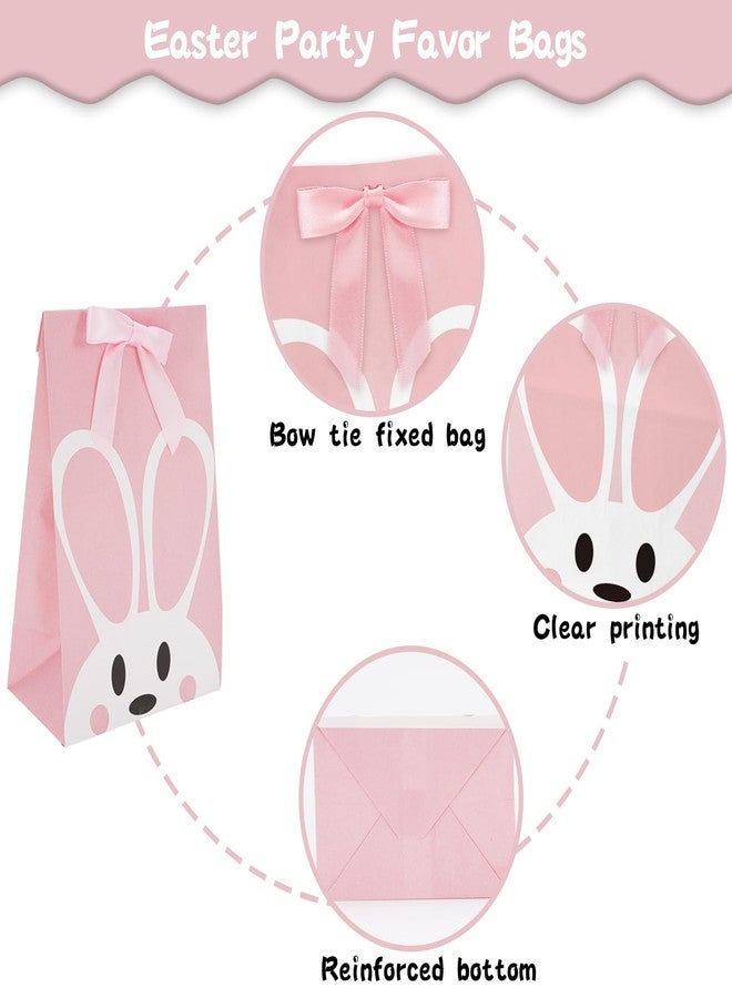 JarThenaAMCS أكياس هدايا حفلات عيد الفصح من JarThenaAMCS، 24 قطعة، بتصميم أرنب وردي وأزرق، مصنوعة من الورق المقوى ومزينة بشرائط. مثالية لتوزيع الحلوى والهدايا في حفلات الربيع، وحفلات استقبال المولود، وأعياد الميلاد. - Image 3