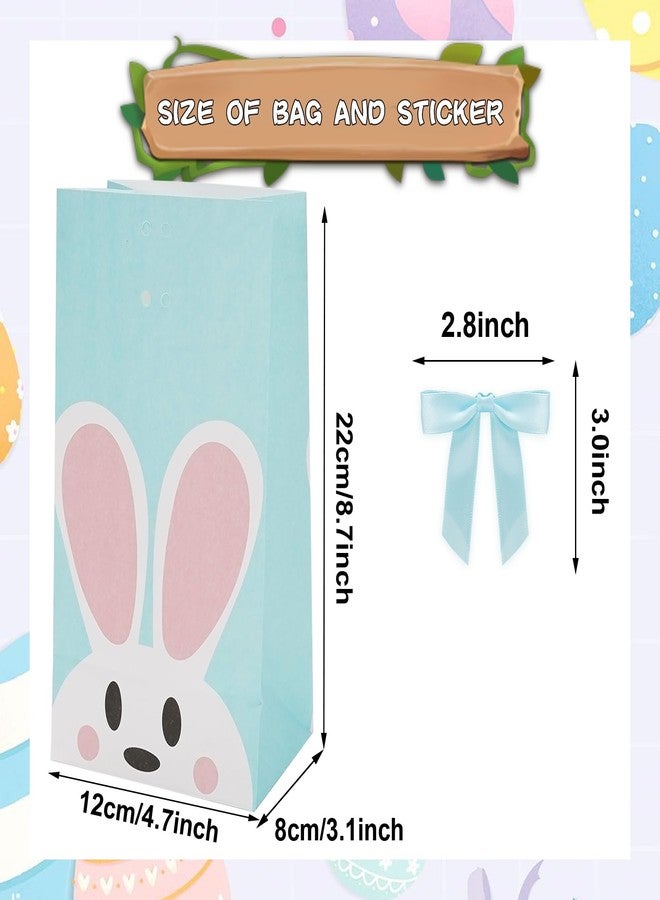 JarThenaAMCS أكياس هدايا حفلات عيد الفصح من JarThenaAMCS، 24 قطعة، بتصميم أرنب وردي وأزرق، مصنوعة من الورق المقوى ومزينة بشرائط. مثالية لتوزيع الحلوى والهدايا في حفلات الربيع، وحفلات استقبال المولود، وأعياد الميلاد. - Image 2