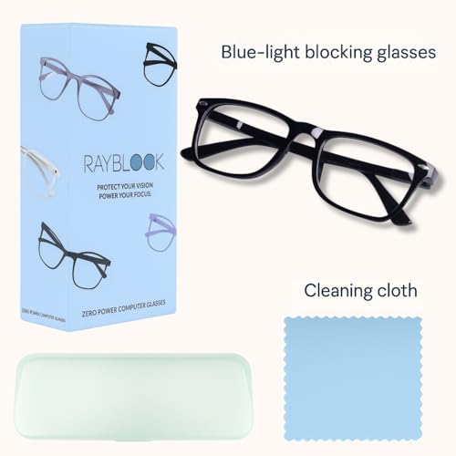 RAYBLOC Pack of 2 UV Protection Glasses Blue Cut Blocking Harmful Rays Glasses for Men & Women Zero Power Computer Specs Eye Protection for Lightweight Frame with Case & Cleaning Cloth - Image 3