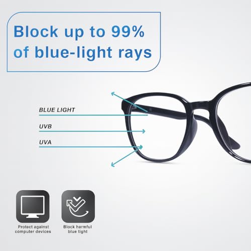 RAYBLOC Pack of 2 UV Protection Glasses Blue Cut Blocking Harmful Rays Glasses for Men & Women Zero Power Computer Specs Eye Protection for Lightweight Frame with Case & Cleaning Cloth - Image 5