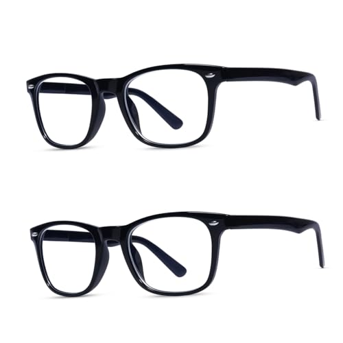 RAYBLOC Pack of 2 UV Protection Glasses Blue Cut Blocking Harmful Rays Glasses for Men & Women Zero Power Computer Specs Eye Protection for Lightweight Frame with Case & Cleaning Cloth - Image 1