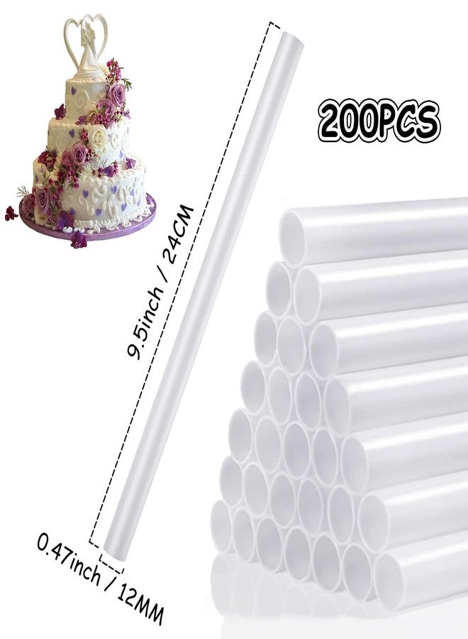 GBACHOOSE 200PCS White Plastic Cake Dowels Rods for Tiered Cakes Construction, Cake Supports for Stacking Support Cake Round Dowels Straws(0.47 Inch Diameter 9.5 Inch Length) - Image 2