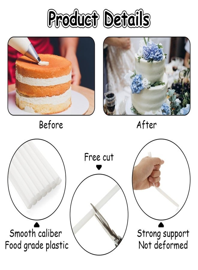 GBACHOOSE 200PCS White Plastic Cake Dowels Rods for Tiered Cakes Construction, Cake Supports for Stacking Support Cake Round Dowels Straws(0.47 Inch Diameter 9.5 Inch Length) - Image 5
