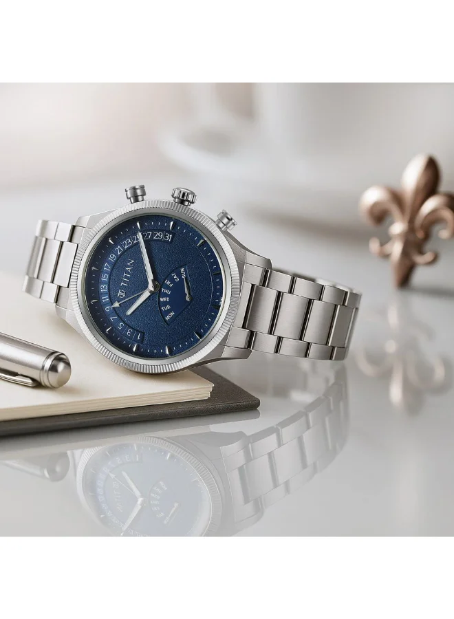 تيتان Men's Stainless Steel Analog Watch 90180SM01 - 43 mm