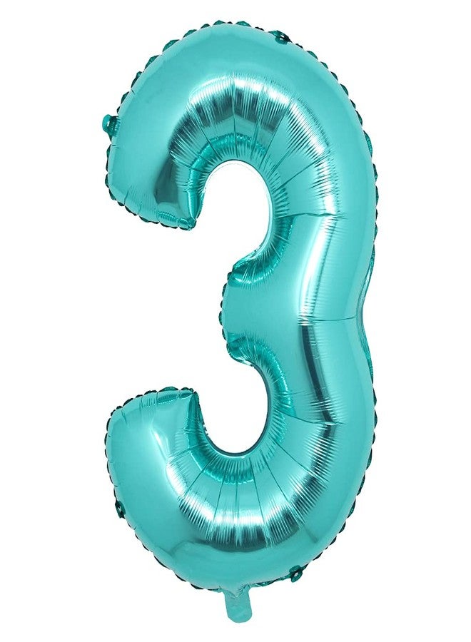 RUIANSI 32 Inch Teal Blue Giant Number 0-9 Balloon Huge Bluegreen light green Birthday Party Decorations Helium Foil Big Number Balloon Digital (32 Inch Light Green 3) - Image 1