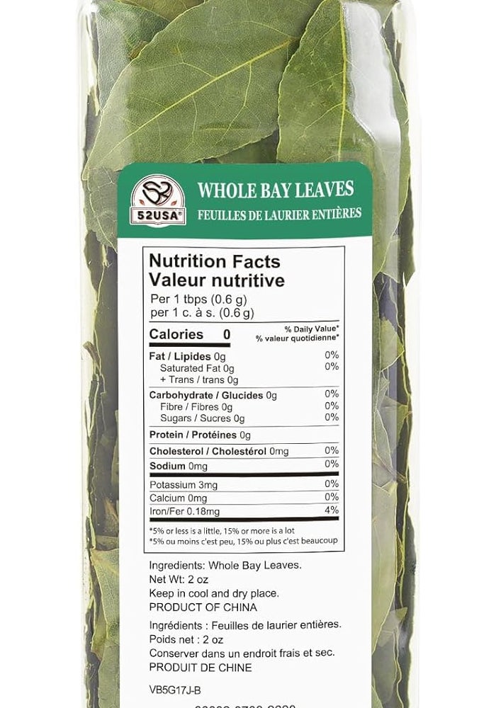 52USA Whole Bay Leaves - 2 oz Jar of All Natural Dried Bay Leaves for Cooking - Image 2