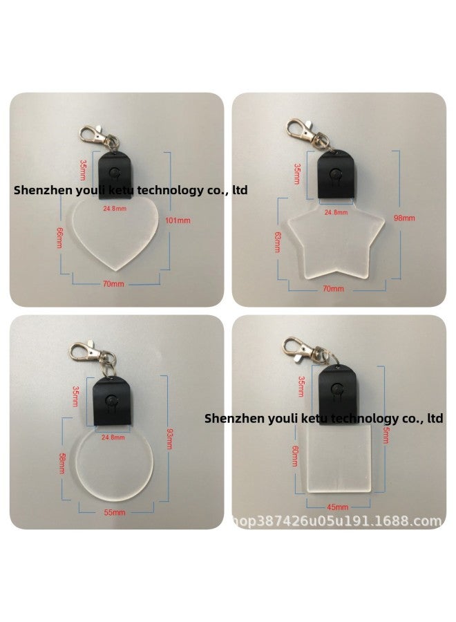 Luminous Keychain Rechargeable Acrylic Special-shaped Colorful Pendant Source Stall Wholesale-Color:Dog Buckle Charging Semi-finished Products-black (with Data Cable 20cm) - Image 5