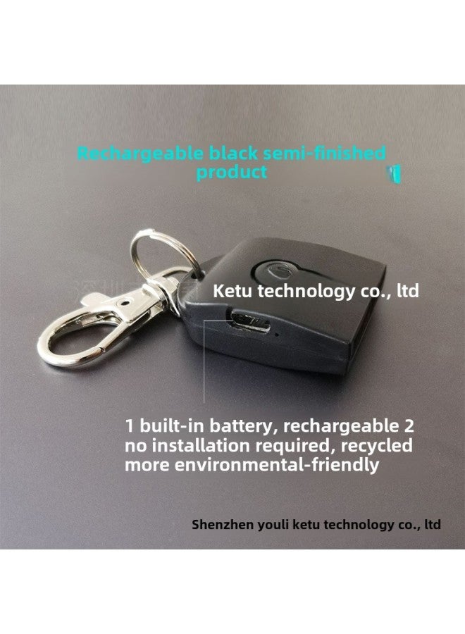 Luminous Keychain Rechargeable Acrylic Special-shaped Colorful Pendant Source Stall Wholesale-Color:Dog Buckle Charging Semi-finished Products-black (with Data Cable 20cm) - Image 1