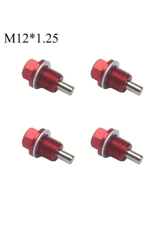 Magnetic Oil Drain Plug 4 Pcs M12 x 1 25 With Washer Engine Aluminum Alloy Sump Nut - Image 1