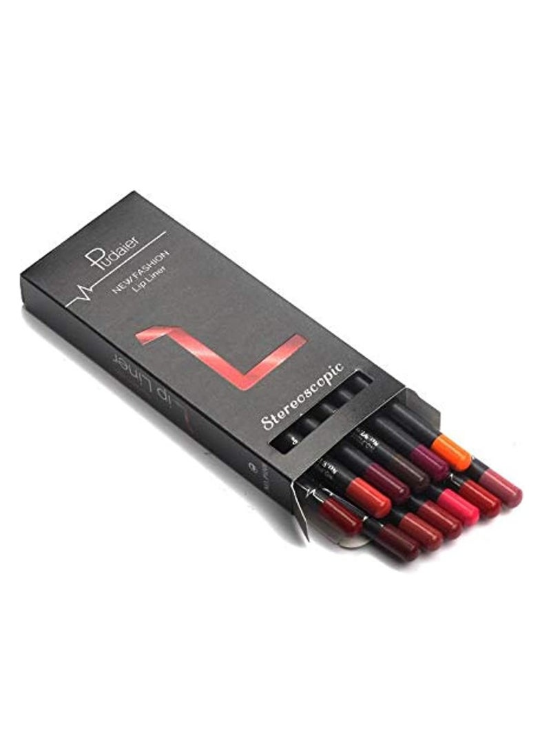 Pudaier line Stylist lip line satin smooth charm curve lip line, maintain a full day color matte lip Liner Pencil,Instruction Uk lasting lip liners 12 colors/set - Image 1