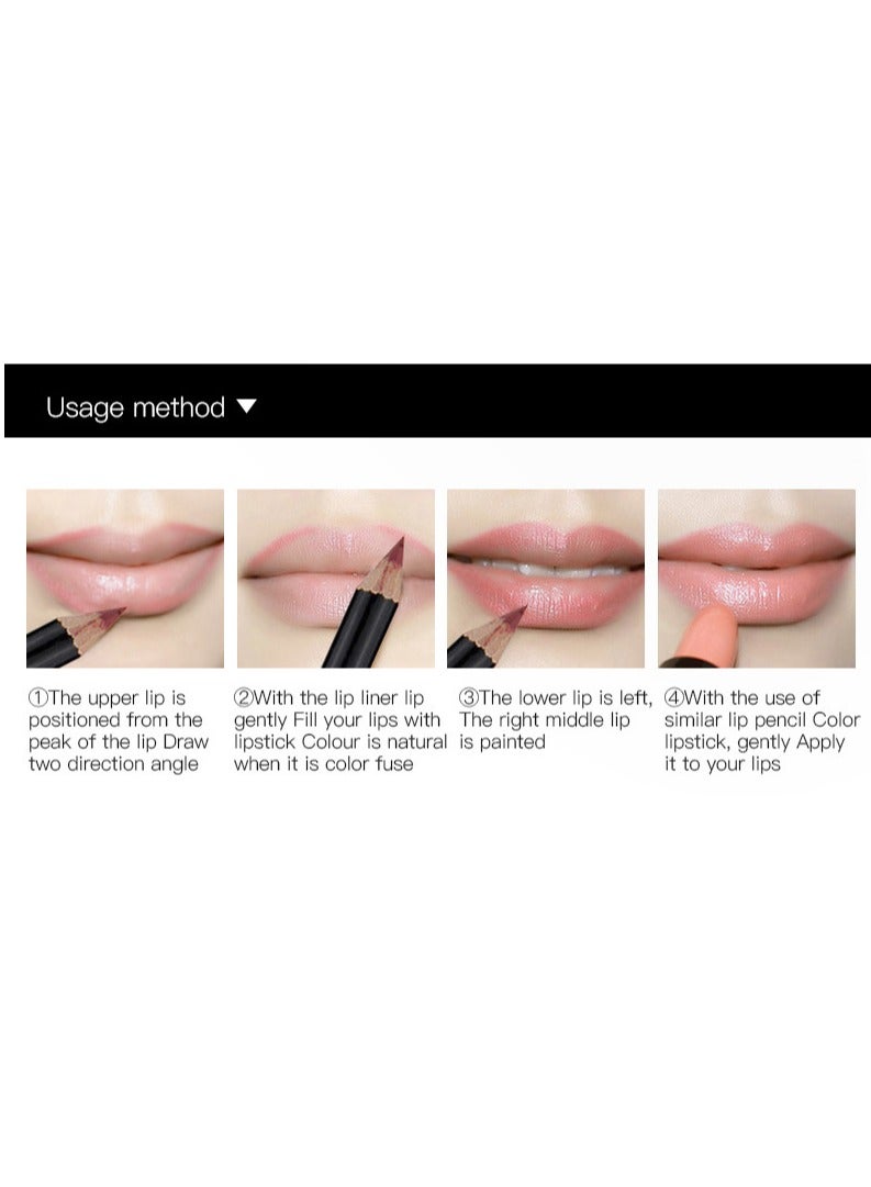 Pudaier line Stylist lip line satin smooth charm curve lip line, maintain a full day color matte lip Liner Pencil,Instruction Uk lasting lip liners 12 colors/set - Image 4