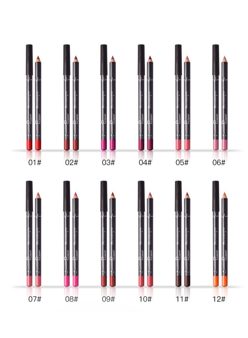 Pudaier line Stylist lip line satin smooth charm curve lip line, maintain a full day color matte lip Liner Pencil,Instruction Uk lasting lip liners 12 colors/set - Image 3