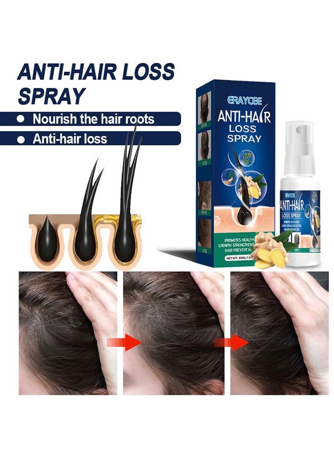 ERAYCEE Anti-hair Loss Spray, Hair Regrowth Spray-Anti Hair Loss Serum，Ginseng and Ginger Hair Growth Booster Serum, Regrowth Spray and Essential Oils - Anti Hair Loss Treatment for Optimal Hair Care 30ml - Image 2