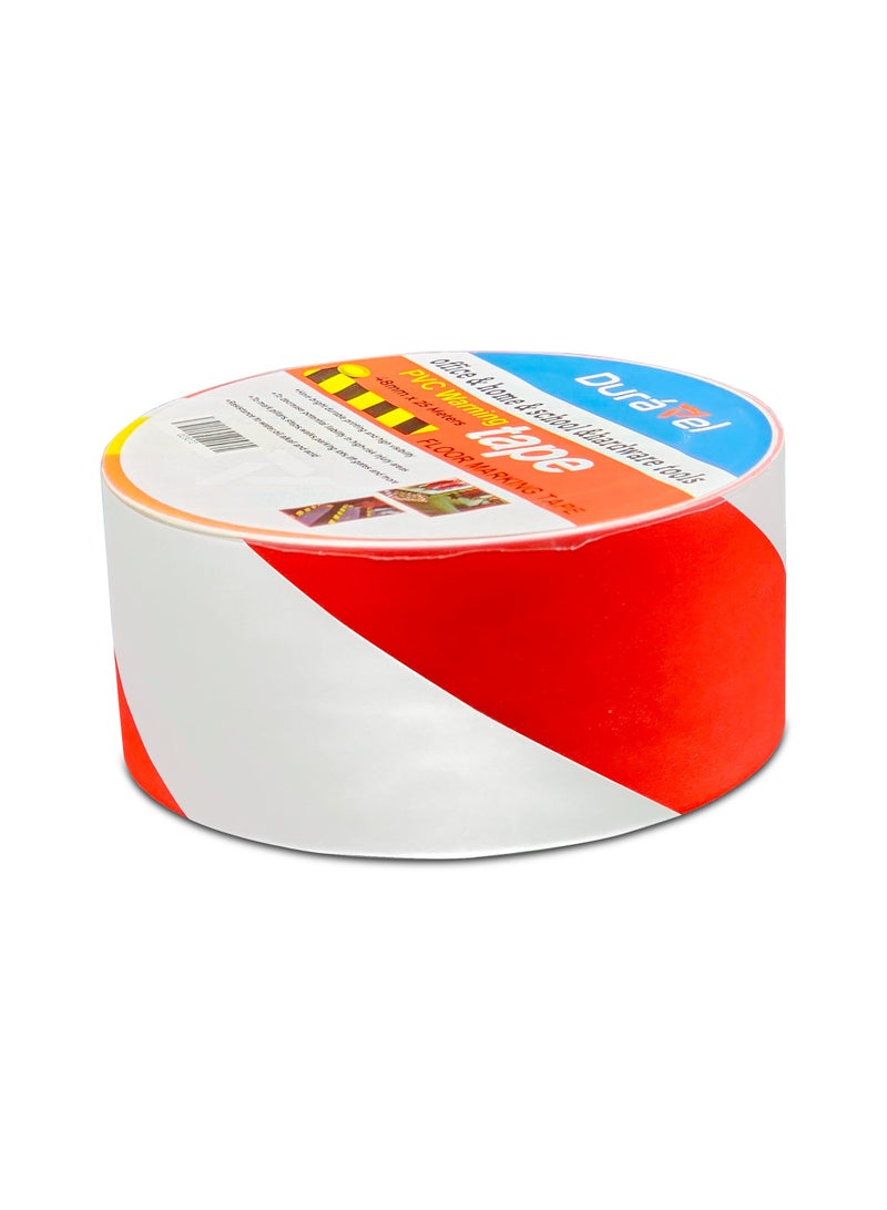 درافل شريط تحذير أرضيات من مادة البولي فينيل كلوريد من دورافيل، 2 بوصة × 25 مترًا، شريط تحذير ذاتي اللصق، حاجز تحذيري مقاوم للماء، أشرطة لاصقة للمنازل والمستودعات والمصانع والمدارس والبناء (أحمر/أبيض، 25 مترًا) - Image 2