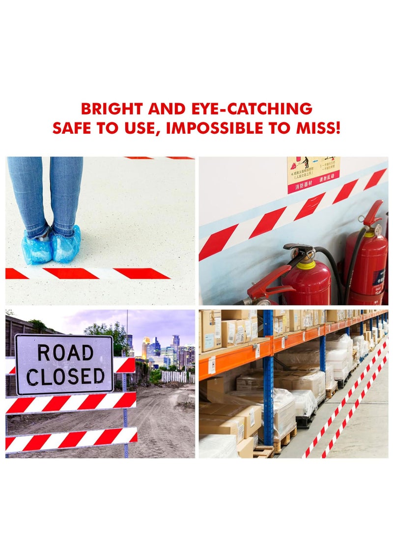 درافل شريط تحذير أرضيات من مادة البولي فينيل كلوريد من دورافيل، 2 بوصة × 25 مترًا، شريط تحذير ذاتي اللصق، حاجز تحذيري مقاوم للماء، أشرطة لاصقة للمنازل والمستودعات والمصانع والمدارس والبناء (أحمر/أبيض، 25 مترًا) - Image 4