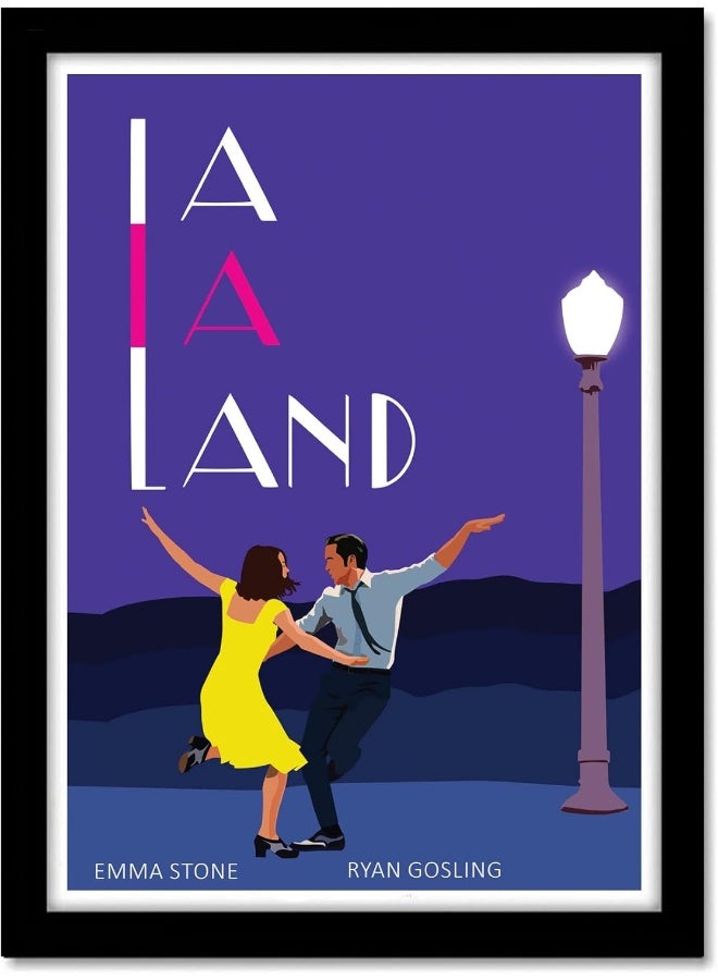 GRAY WALL Hollywood Poster Frame La La Land Movie Framed Poster For Room & Office - Image 1