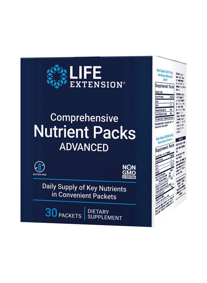 Life Extension Comprehensive Nutrient Packs Advanced, Curcumin, Fish Oil, multivitamin, CoQ10, multis and Supplements, 30 on-The-go Packets, Gluten-Free, Non-GMO