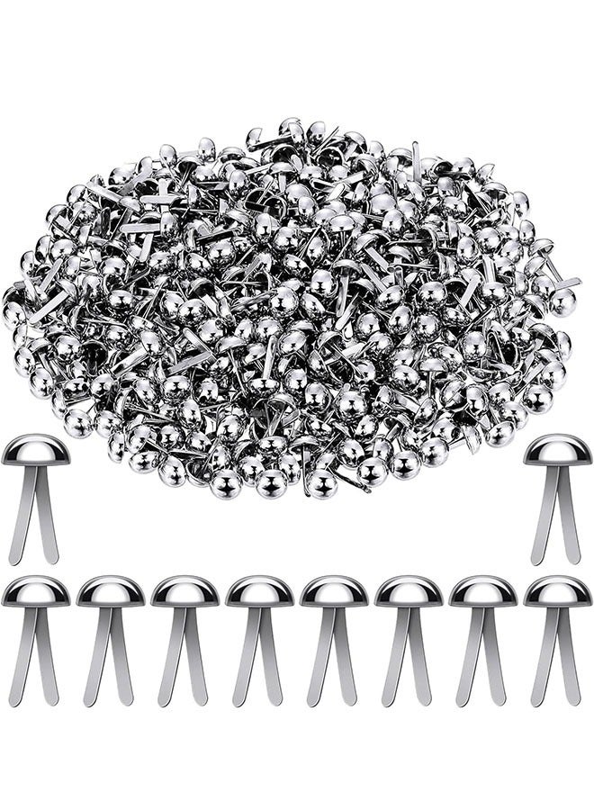 Generic 100 pcs Paper Fasteners Brads, 15 * 8mm Split Pins Round Metal Art Fasteners Brass Decorative Pinsfor Art Crafting School Project Decorative Scrapbooking DIY Supplies, Silver  - Image 1