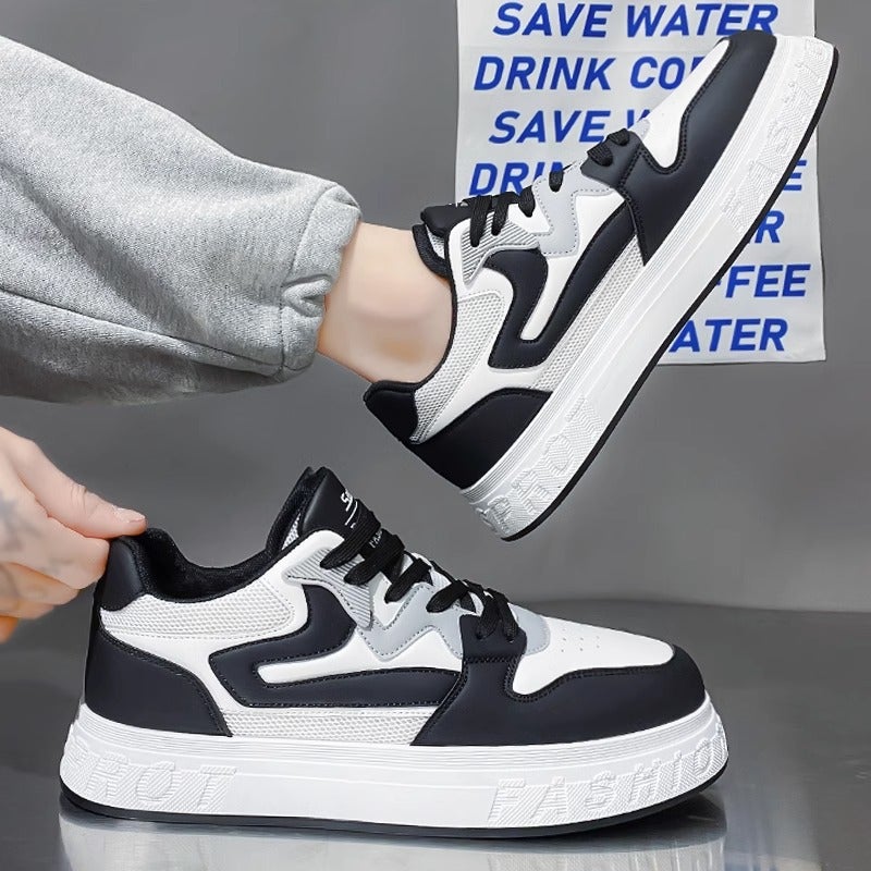 Men'S Shoes Autumn Shoes Men'S Mesh Breathable Boys' Board Shoes Black And White Casual Sports Shoes White Shoes For Men - Image 3