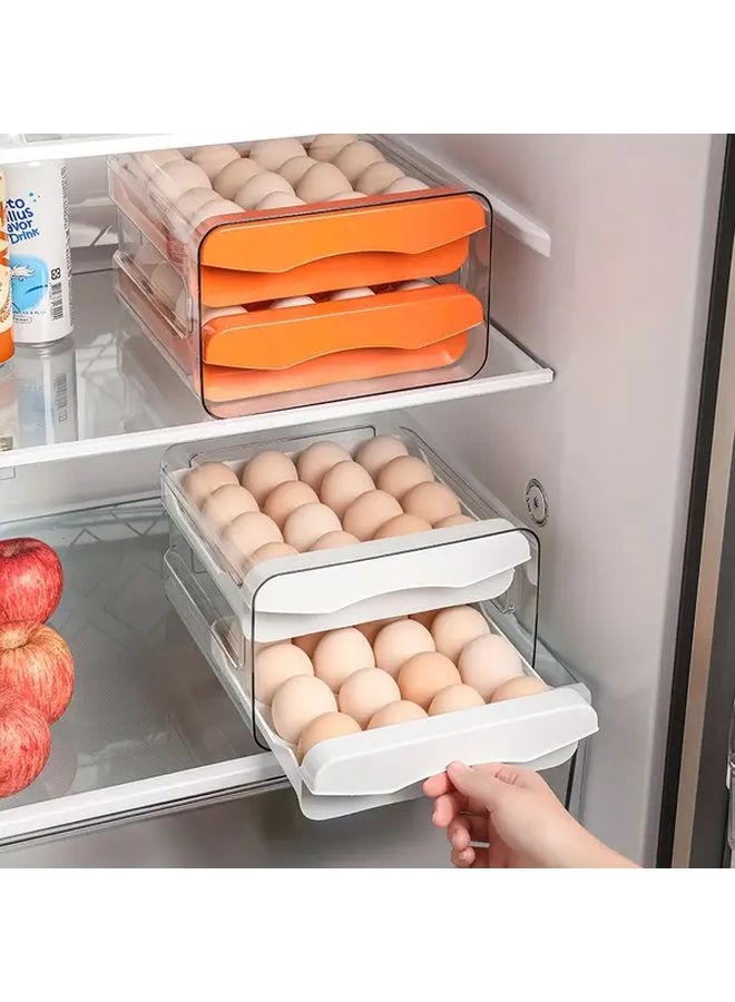 White Stackable 2 Layer Drawer Egg Storage Organizer For RV Refrigerator - Image 1