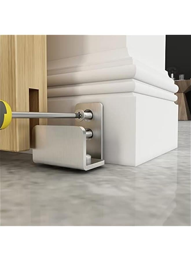 Stainless Steel Floor Guide Wall Mount Sliding Barn Door Hardware Up to 1-3/8W 1-1/4H Set of 2 - Image 2