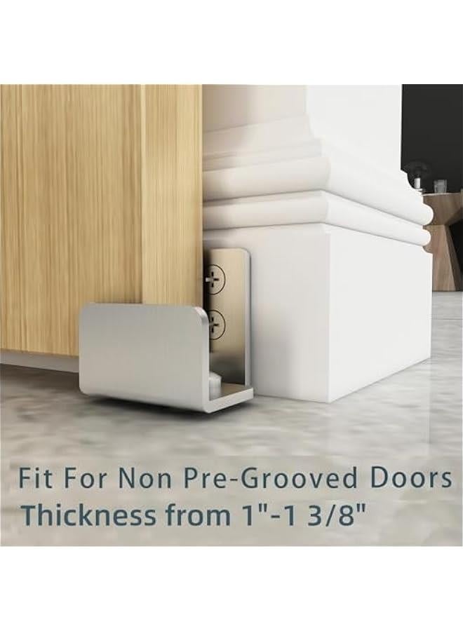 Stainless Steel Floor Guide Wall Mount Sliding Barn Door Hardware Up to 1-3/8W 1-1/4H Set of 2 - Image 4