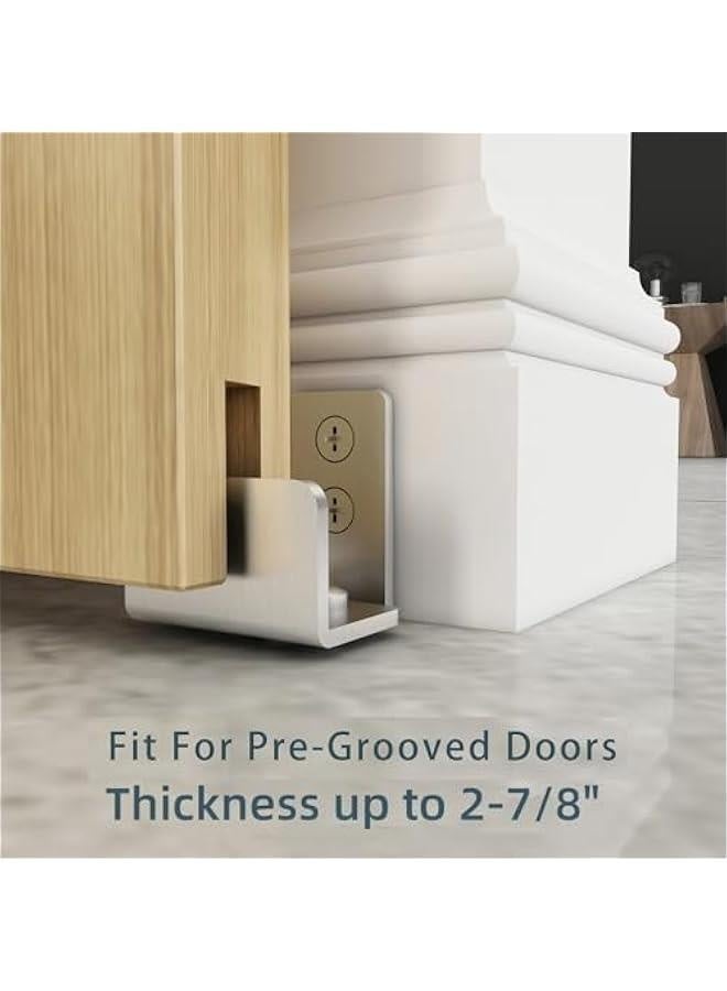 Stainless Steel Floor Guide Wall Mount Sliding Barn Door Hardware Up to 1-3/8W 1-1/4H Set of 2 - Image 3