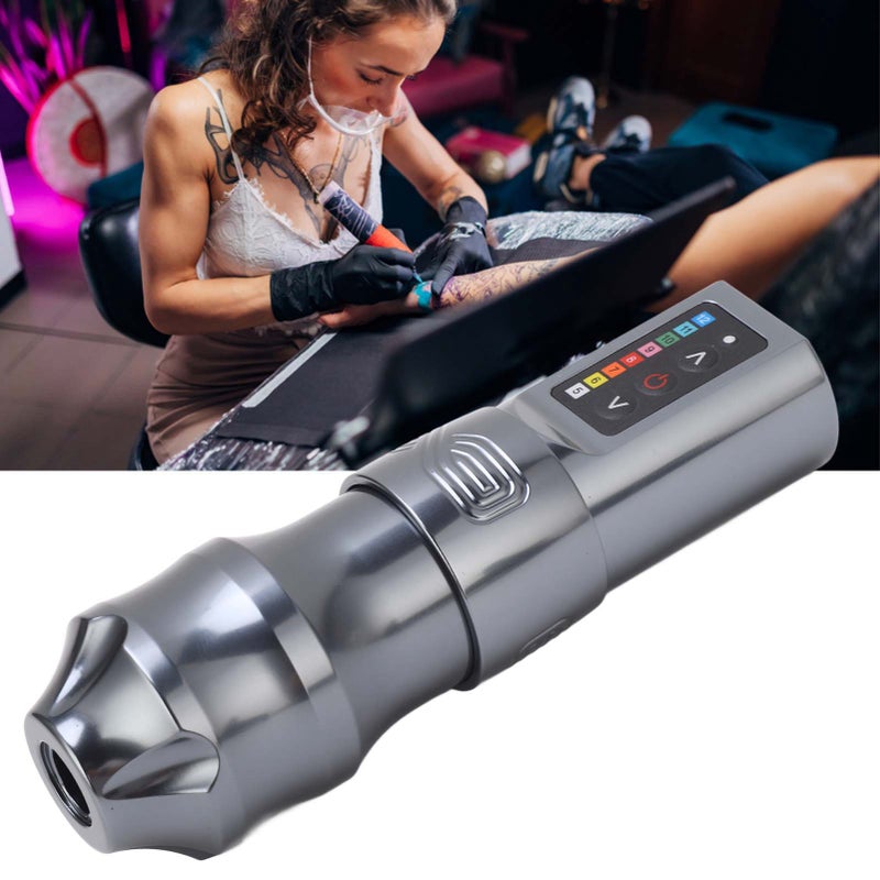2400mAh Wireless Rotary Tattoo Machine 4mm Stroke Coreless Rechargeable RCA Rotary Tattoo Pen Silver - Image 3