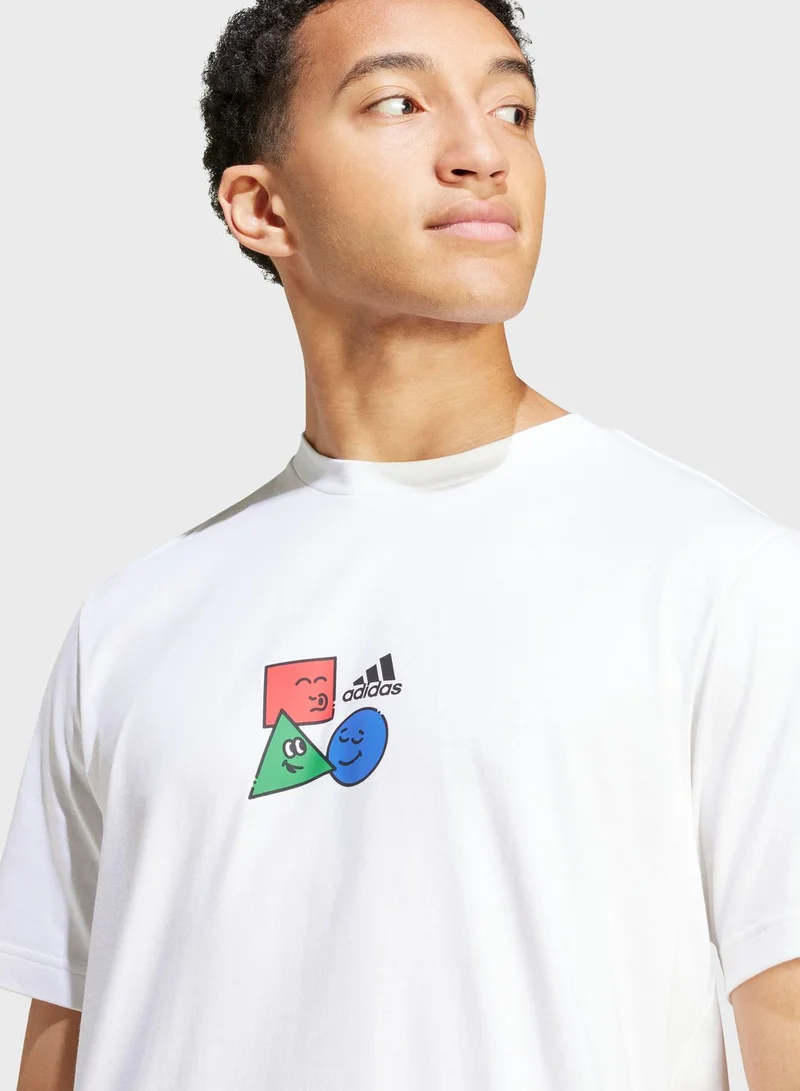 adidas تيشيرت بوزتيف مزين برسومات