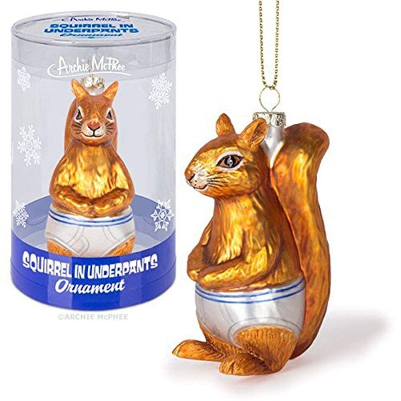 Accoutrements Mcphee Archie Accoutrements Ornament Squirrel in Underpants Glass Standard for Christmas