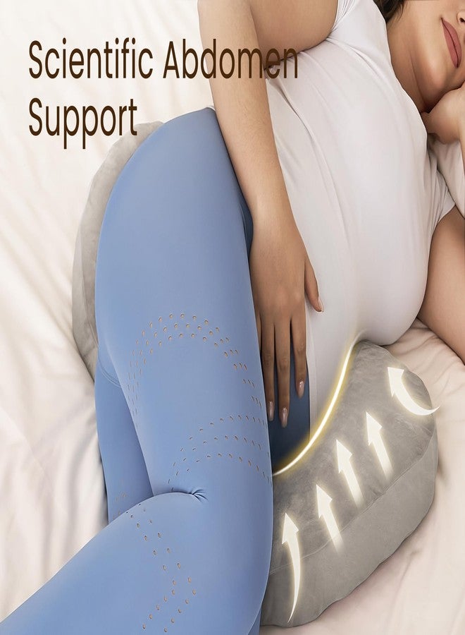 Tinkerz Pregnancy Pillow for Sleeping Memory Foam Pillow for Side Sleeper, Maternity Pillow Support for Back, Belly, HIPS for Pregnant Women, Portable and Adjustable Travel Wedge Velvet Grey - Image 2