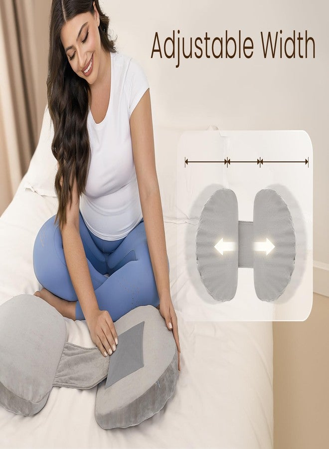 Tinkerz Pregnancy Pillow for Sleeping Memory Foam Pillow for Side Sleeper, Maternity Pillow Support for Back, Belly, HIPS for Pregnant Women, Portable and Adjustable Travel Wedge Velvet Grey - Image 4