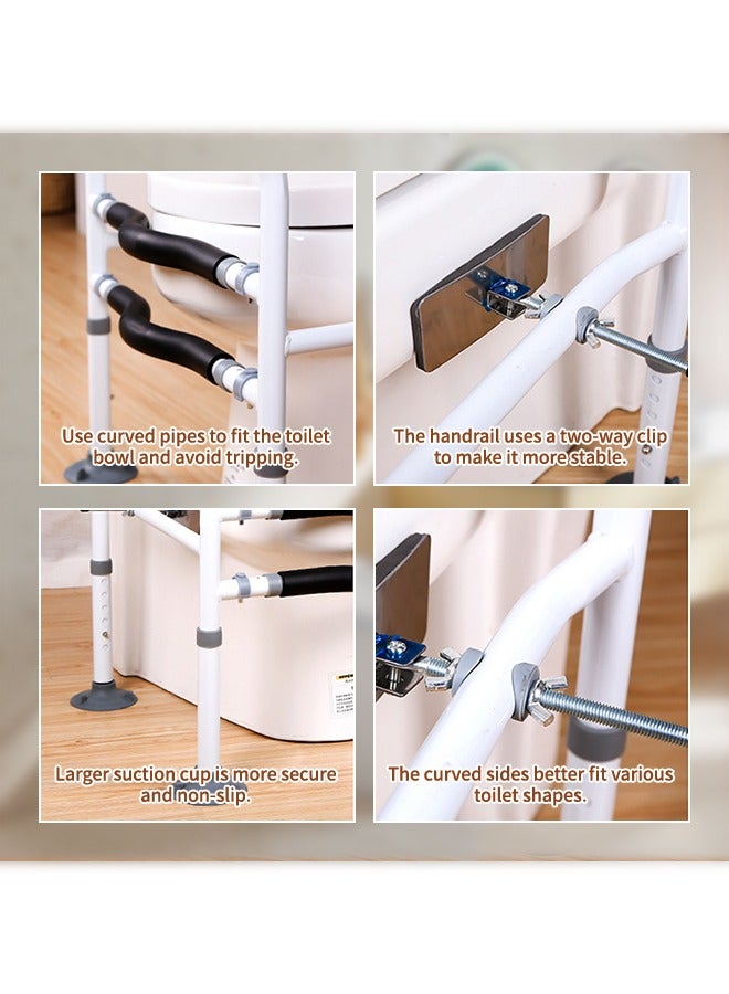 Toilet Safety Rails, Adjustable Toilet Safety Frame with Suction Cups, Non-Slip Toilet Grab Bar for Seniors and the Disabled, Compatible with Most Toilets - Image 5