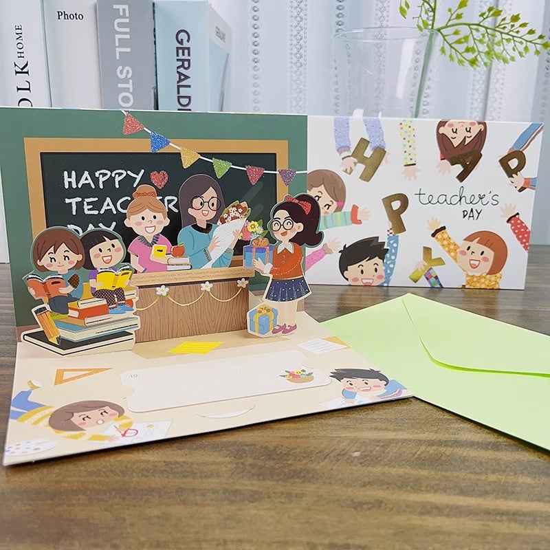 New Ins-Style Christmas Greeting Card Creative Gift Teacher'S Day 3D Pop-Up Greeting Card Diy Paper Sculpture Chinese Valentine'S Day Gift - Image 1