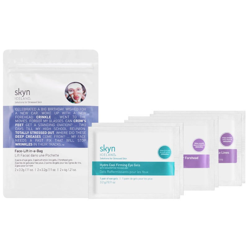 skyn ICELAND Facelift in-a-Bag, Firming Hydrogel Masks for Forehead, Smile Lines and Under Eyes. Cooling Gel Facial Patches with Peptides and Coenzyme Q10. Treatment for All Skin Types, Vegan, 6 Pcs. - Image 1