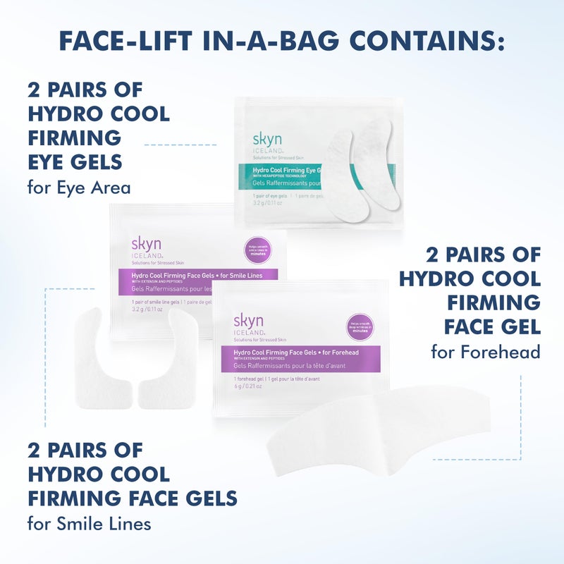 skyn ICELAND Facelift in-a-Bag, Firming Hydrogel Masks for Forehead, Smile Lines and Under Eyes. Cooling Gel Facial Patches with Peptides and Coenzyme Q10. Treatment for All Skin Types, Vegan, 6 Pcs. - Image 3